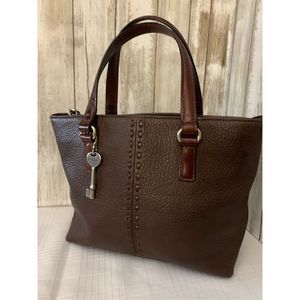 Vintage Fossil Brown Leather Satchel Purse